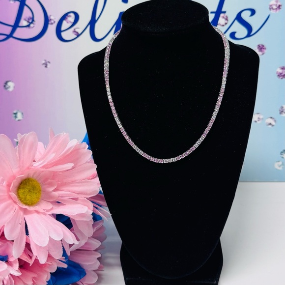 🍬$750 COTTON CANDY ITALIAN 925S TENNIS NECKLACE - Picture 3 of 13